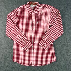 Mistral Les Indiennes de Nimes Mens Red Gingham Paisley Trim Button Down Shirt M